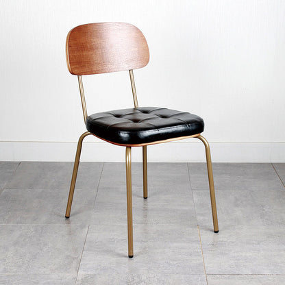 Industrial Style Leather Dining Side Chair Dining Room Open Back Side Chair Set Matte Black 1 Piece Clearhalo ' kitchen&dining_furn' 'Dining Chairs' 'Dining Tables & Seating' 'dining_chair' 'furn' 'furn_dining_chair' 'Furniture' 'furniture_dining_chair' 'Kitchen & Dining Furniture' 'kitchen' 3650022