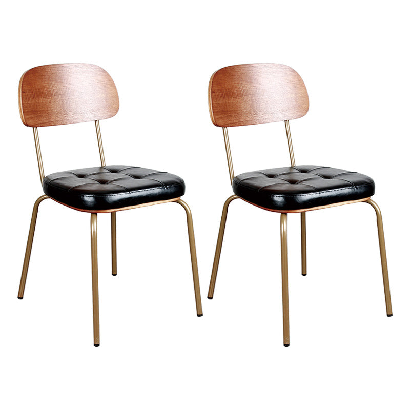 Industrial Style Leather Dining Side Chair Dining Room Open Back Side Chair Set Matte Black 2 Piece Set Clearhalo ' kitchen&dining_furn' 'Dining Chairs' 'Dining Tables & Seating' 'dining_chair' 'furn' 'furn_dining_chair' 'Furniture' 'furniture_dining_chair' 'Kitchen & Dining Furniture' 'kitchen' 3650023