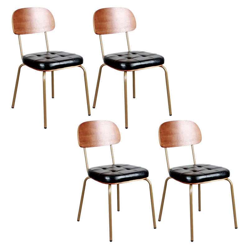 Industrial Style Leather Dining Side Chair Dining Room Open Back Side Chair Set Matte Black 4 Piece Set Clearhalo ' kitchen&dining_furn' 'Dining Chairs' 'Dining Tables & Seating' 'dining_chair' 'furn' 'furn_dining_chair' 'Furniture' 'furniture_dining_chair' 'Kitchen & Dining Furniture' 'kitchen' 3650024