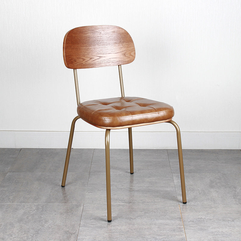 Industrial Style Leather Dining Side Chair Dining Room Open Back Side Chair Set Light Brown 1 Piece Clearhalo ' kitchen&dining_furn' 'Dining Chairs' 'Dining Tables & Seating' 'dining_chair' 'furn' 'furn_dining_chair' 'Furniture' 'furniture_dining_chair' 'Kitchen & Dining Furniture' 'kitchen' 3650025