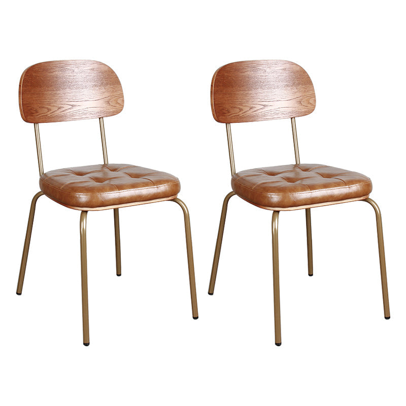 Industrial Style Leather Dining Side Chair Dining Room Open Back Side Chair Set Light Brown 2 Piece Set Clearhalo ' kitchen&dining_furn' 'Dining Chairs' 'Dining Tables & Seating' 'dining_chair' 'furn' 'furn_dining_chair' 'Furniture' 'furniture_dining_chair' 'Kitchen & Dining Furniture' 'kitchen' 3650026