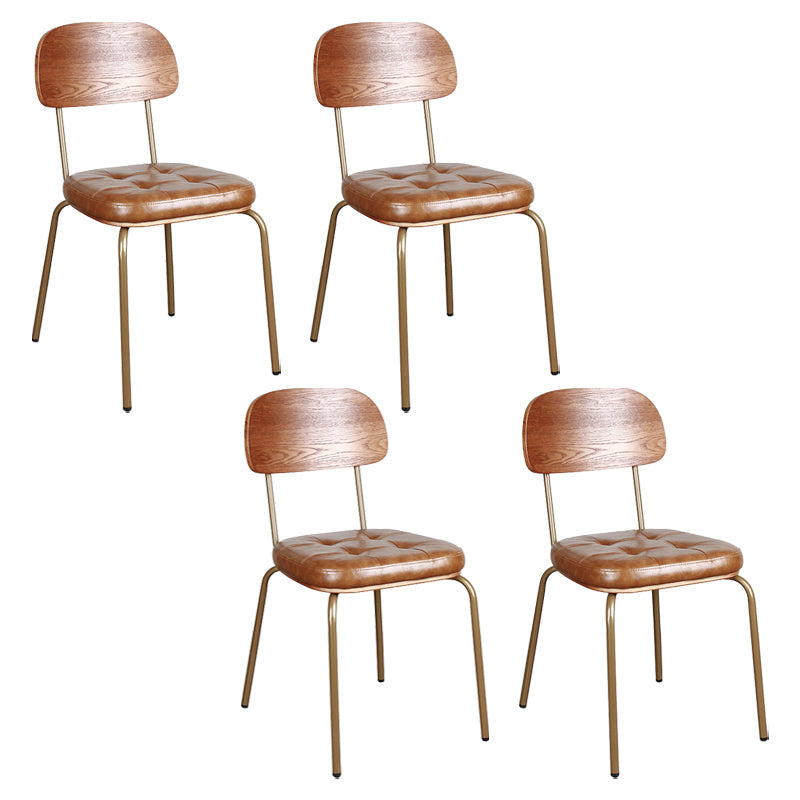Industrial Style Leather Dining Side Chair Dining Room Open Back Side Chair Set Light Brown 4 Piece Set Clearhalo ' kitchen&dining_furn' 'Dining Chairs' 'Dining Tables & Seating' 'dining_chair' 'furn' 'furn_dining_chair' 'Furniture' 'furniture_dining_chair' 'Kitchen & Dining Furniture' 'kitchen' 3650027