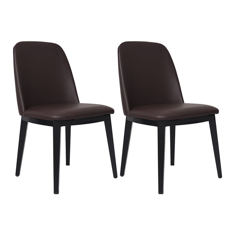 Contemporary Style Dining Side Chair Armless Kitchen Chair with Wooden Legs Brown 2 Piece Set Clearhalo ' kitchen&dining_furn' 'Dining Chairs' 'Dining Tables & Seating' 'dining_chair' 'furn' 'furn_dining_chair' 'Furniture' 'furniture_dining_chair' 'Kitchen & Dining Furniture' 'kitchen' 3650051