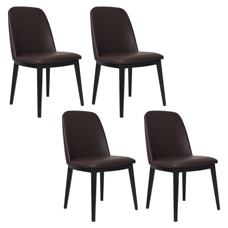 Contemporary Style Dining Side Chair Armless Kitchen Chair with Wooden Legs Brown 4 Piece Set Clearhalo ' kitchen&dining_furn' 'Dining Chairs' 'Dining Tables & Seating' 'dining_chair' 'furn' 'furn_dining_chair' 'Furniture' 'furniture_dining_chair' 'Kitchen & Dining Furniture' 'kitchen' 3650052