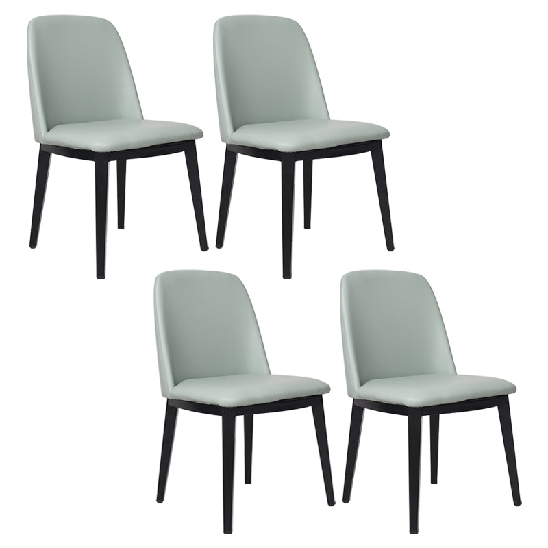 Contemporary Style Dining Side Chair Armless Kitchen Chair with Wooden Legs Light Blue 4 Piece Set Clearhalo ' kitchen&dining_furn' 'Dining Chairs' 'Dining Tables & Seating' 'dining_chair' 'furn' 'furn_dining_chair' 'Furniture' 'furniture_dining_chair' 'Kitchen & Dining Furniture' 'kitchen' 3650057