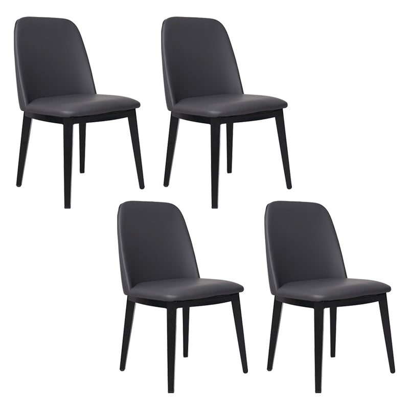 Contemporary Style Dining Side Chair Armless Kitchen Chair with Wooden Legs Dark Gray 4 Piece Set Clearhalo ' kitchen&dining_furn' 'Dining Chairs' 'Dining Tables & Seating' 'dining_chair' 'furn' 'furn_dining_chair' 'Furniture' 'furniture_dining_chair' 'Kitchen & Dining Furniture' 'kitchen' 3650063