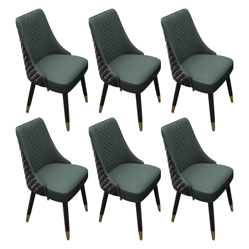 Scandinavian Style Wood Side Dining Chairs Dining Room Solid Back Chair Green-Black 6 Piece Set Clearhalo ' kitchen&dining_furn' 'Dining Chairs' 'Dining Tables & Seating' 'dining_chair' 'furn' 'furn_dining_chair' 'Furniture' 'furniture_dining_chair' 'Kitchen & Dining Furniture' 'kitchen' 3650116