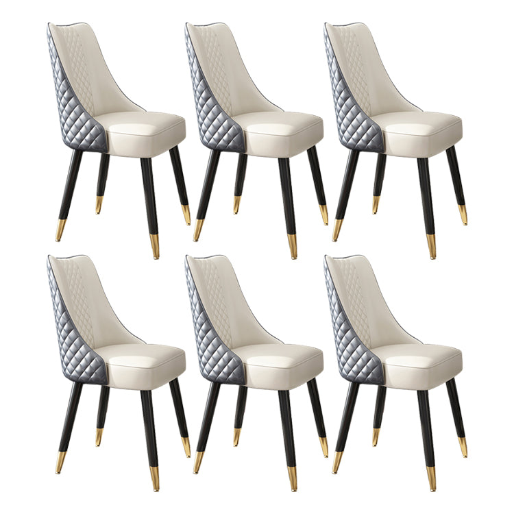 Scandinavian Style Wood Side Dining Chairs Dining Room Solid Back Chair White-Gray 6 Piece Set Clearhalo ' kitchen&dining_furn' 'Dining Chairs' 'Dining Tables & Seating' 'dining_chair' 'furn' 'furn_dining_chair' 'Furniture' 'furniture_dining_chair' 'Kitchen & Dining Furniture' 'kitchen' 3650119