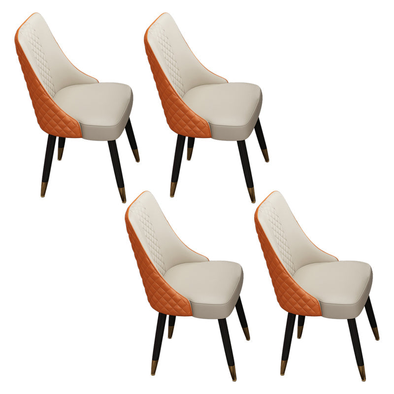 Scandinavian Style Wood Side Dining Chairs Dining Room Solid Back Chair White-Saffron 4 Piece Set Clearhalo ' kitchen&dining_furn' 'Dining Chairs' 'Dining Tables & Seating' 'dining_chair' 'furn' 'furn_dining_chair' 'Furniture' 'furniture_dining_chair' 'Kitchen & Dining Furniture' 'kitchen' 3650124