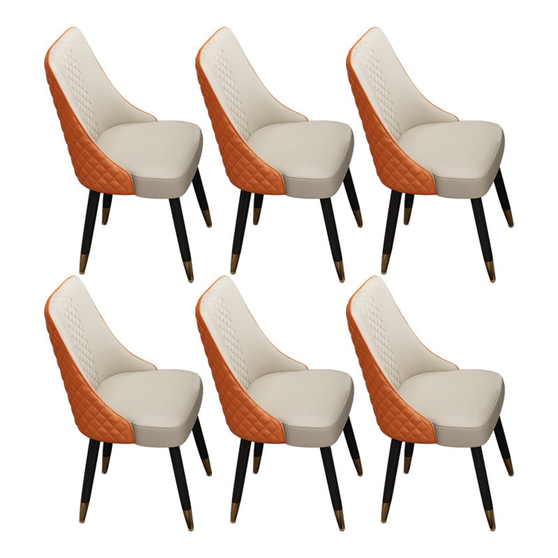 Scandinavian Style Wood Side Dining Chairs Dining Room Solid Back Chair White-Saffron 6 Piece Set Clearhalo ' kitchen&dining_furn' 'Dining Chairs' 'Dining Tables & Seating' 'dining_chair' 'furn' 'furn_dining_chair' 'Furniture' 'furniture_dining_chair' 'Kitchen & Dining Furniture' 'kitchen' 3650125