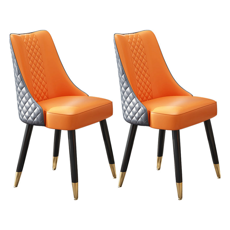 Scandinavian Style Wood Side Dining Chairs Dining Room Solid Back Chair Orange-Gray 2 Piece Set Clearhalo ' kitchen&dining_furn' 'Dining Chairs' 'Dining Tables & Seating' 'dining_chair' 'furn' 'furn_dining_chair' 'Furniture' 'furniture_dining_chair' 'Kitchen & Dining Furniture' 'kitchen' 3650129