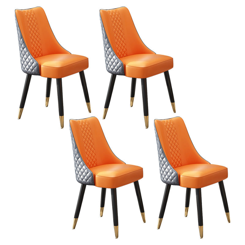 Scandinavian Style Wood Side Dining Chairs Dining Room Solid Back Chair Orange-Gray 4 Piece Set Clearhalo ' kitchen&dining_furn' 'Dining Chairs' 'Dining Tables & Seating' 'dining_chair' 'furn' 'furn_dining_chair' 'Furniture' 'furniture_dining_chair' 'Kitchen & Dining Furniture' 'kitchen' 3650130