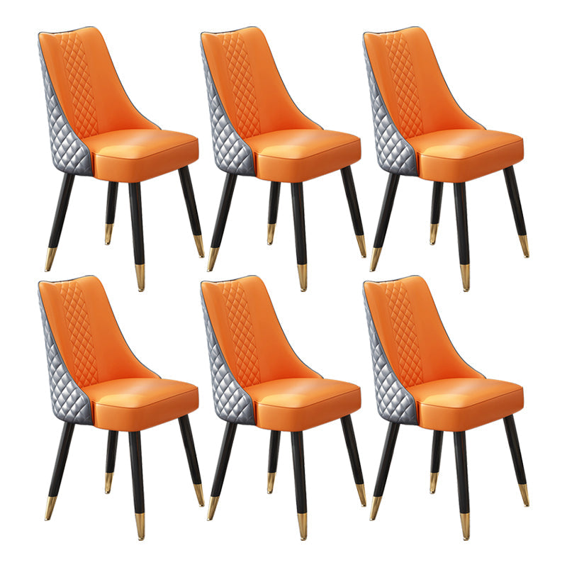 Scandinavian Style Wood Side Dining Chairs Dining Room Solid Back Chair Orange-Gray 6 Piece Set Clearhalo ' kitchen&dining_furn' 'Dining Chairs' 'Dining Tables & Seating' 'dining_chair' 'furn' 'furn_dining_chair' 'Furniture' 'furniture_dining_chair' 'Kitchen & Dining Furniture' 'kitchen' 3650131