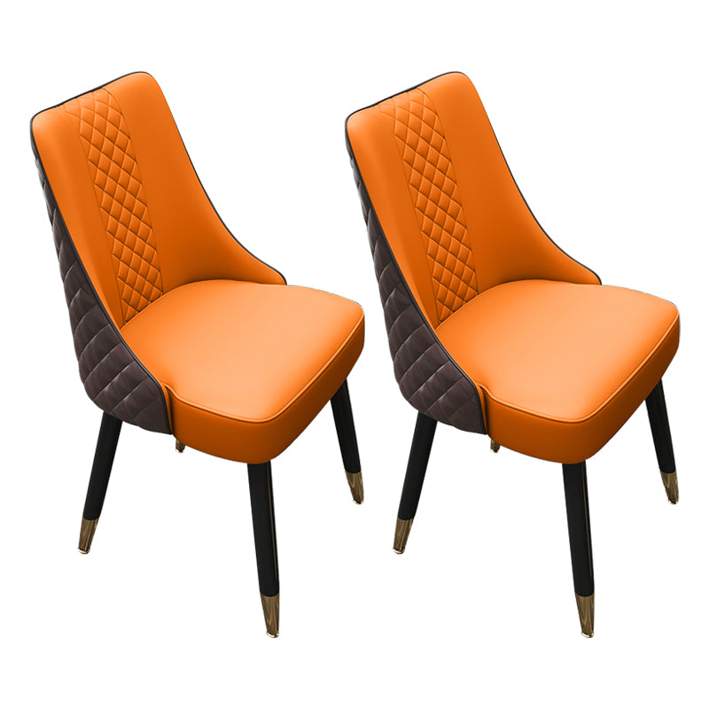 Scandinavian Style Wood Side Dining Chairs Dining Room Solid Back Chair Khaki-Orange 2 Piece Set Clearhalo ' kitchen&dining_furn' 'Dining Chairs' 'Dining Tables & Seating' 'dining_chair' 'furn' 'furn_dining_chair' 'Furniture' 'furniture_dining_chair' 'Kitchen & Dining Furniture' 'kitchen' 3650144