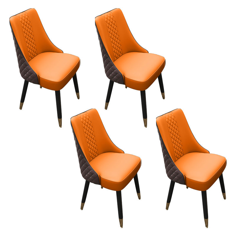 Scandinavian Style Wood Side Dining Chairs Dining Room Solid Back Chair Khaki-Orange 4 Piece Set Clearhalo ' kitchen&dining_furn' 'Dining Chairs' 'Dining Tables & Seating' 'dining_chair' 'furn' 'furn_dining_chair' 'Furniture' 'furniture_dining_chair' 'Kitchen & Dining Furniture' 'kitchen' 3650145