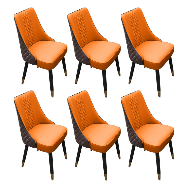 Scandinavian Style Wood Side Dining Chairs Dining Room Solid Back Chair Khaki-Orange 6 Piece Set Clearhalo ' kitchen&dining_furn' 'Dining Chairs' 'Dining Tables & Seating' 'dining_chair' 'furn' 'furn_dining_chair' 'Furniture' 'furniture_dining_chair' 'Kitchen & Dining Furniture' 'kitchen' 3650146