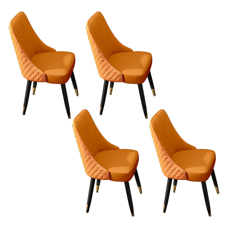 Scandinavian Style Wood Side Dining Chairs Dining Room Solid Back Chair Orange 4 Piece Set Clearhalo ' kitchen&dining_furn' 'Dining Chairs' 'Dining Tables & Seating' 'dining_chair' 'furn' 'furn_dining_chair' 'Furniture' 'furniture_dining_chair' 'Kitchen & Dining Furniture' 'kitchen' 3650148