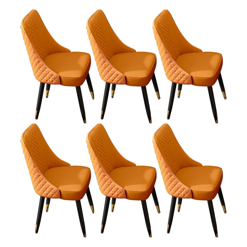 Scandinavian Style Wood Side Dining Chairs Dining Room Solid Back Chair Orange 6 Piece Set Clearhalo ' kitchen&dining_furn' 'Dining Chairs' 'Dining Tables & Seating' 'dining_chair' 'furn' 'furn_dining_chair' 'Furniture' 'furniture_dining_chair' 'Kitchen & Dining Furniture' 'kitchen' 3650149