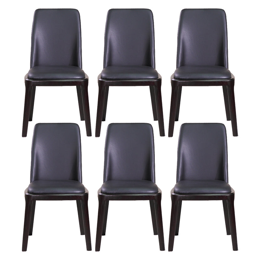 Minimalist Solid Wood Kitchen Dining Side Chair Solid Back Dining Side Chair Black 6 Piece Set Black Clearhalo ' kitchen&dining_furn' 'Dining Chairs' 'Dining Tables & Seating' 'dining_chair' 'furn' 'furn_dining_chair' 'Furniture' 'furniture_dining_chair' 'Kitchen & Dining Furniture' 'kitchen' 3650157