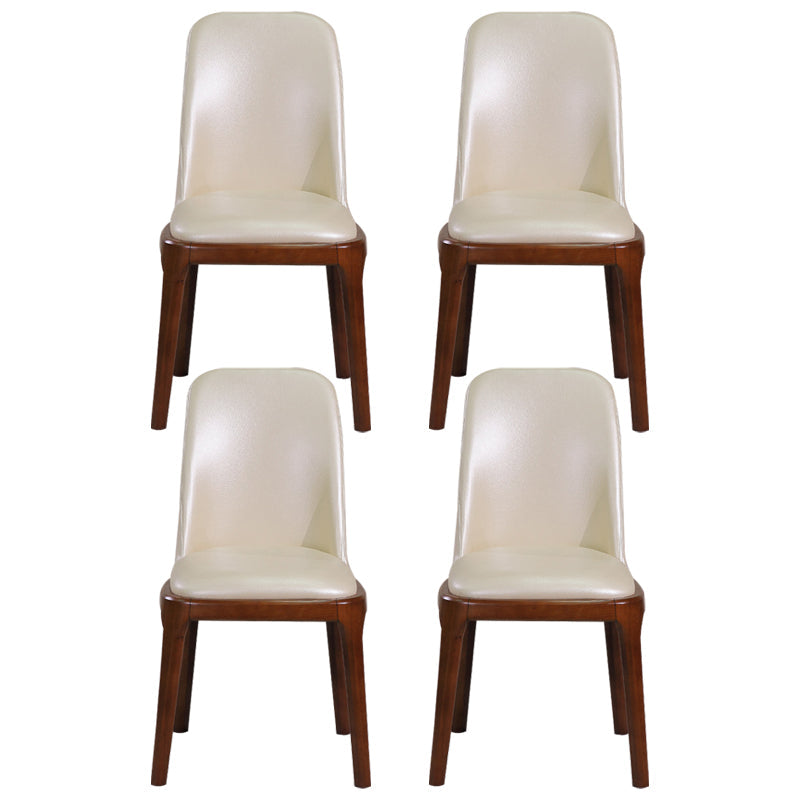 Minimalist Solid Wood Kitchen Dining Side Chair Solid Back Dining Side Chair Beige 4 Piece Set Walnut Clearhalo ' kitchen&dining_furn' 'Dining Chairs' 'Dining Tables & Seating' 'dining_chair' 'furn' 'furn_dining_chair' 'Furniture' 'furniture_dining_chair' 'Kitchen & Dining Furniture' 'kitchen' 3650179