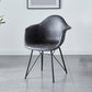 Leather Dining Arm Chair Solid Back Dining Armchairs with Black Metal Legs Dark Gray 1 Piece Clearhalo ' kitchen&dining_furn' 'Dining Chairs' 'Dining Tables & Seating' 'dining_chair' 'Furniture' 'furniture_dining_chair' 'Kitchen & Dining Furniture' 'kitchen' 3650182