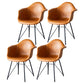 Leather Dining Arm Chair Solid Back Dining Armchairs with Black Metal Legs Brown Set of 4 Clearhalo ' kitchen&dining_furn' 'Dining Chairs' 'Dining Tables & Seating' 'dining_chair' 'Furniture' 'furniture_dining_chair' 'Kitchen & Dining Furniture' 'kitchen' 3650198
