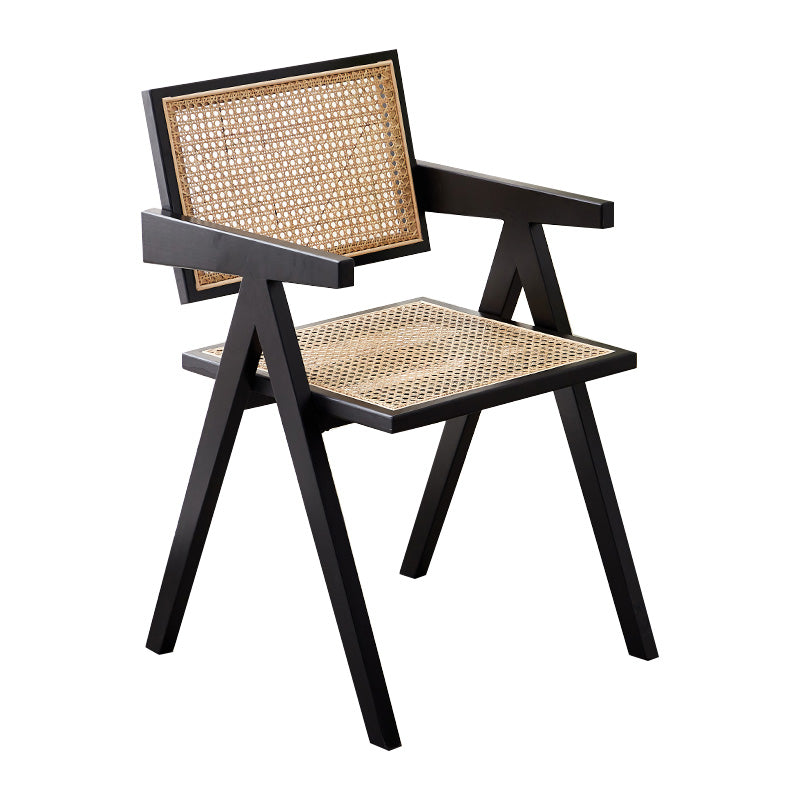 Contemporary Open Back Kitchen Dining Arm Chair Solid Wood Dining Arm Chair Black 1 Piece Clearhalo ' kitchen&dining_furn' 'Dining Chairs' 'Dining Tables & Seating' 'dining_chair' 'furn' 'furn_dining_chair' 'Furniture' 'furniture_dining_chair' 'Kitchen & Dining Furniture' 'kitchen' 3650317