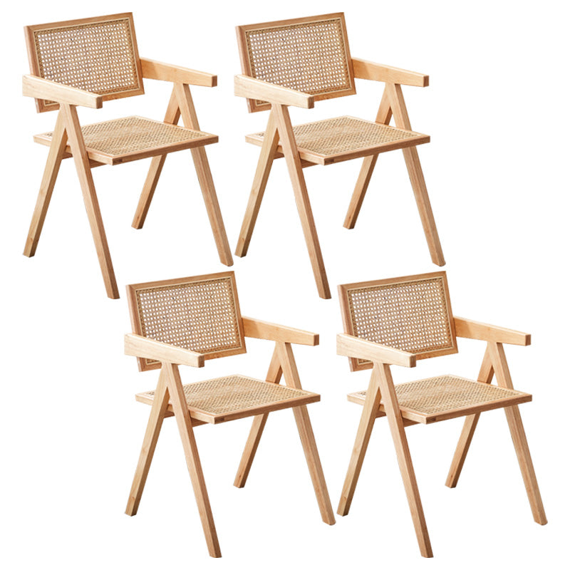 Contemporary Open Back Kitchen Dining Arm Chair Solid Wood Dining Arm Chair Natural 4 Piece Set Clearhalo ' kitchen&dining_furn' 'Dining Chairs' 'Dining Tables & Seating' 'dining_chair' 'furn' 'furn_dining_chair' 'Furniture' 'furniture_dining_chair' 'Kitchen & Dining Furniture' 'kitchen' 3650329