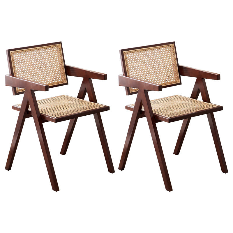 Contemporary Open Back Kitchen Dining Arm Chair Solid Wood Dining Arm Chair Walnut 2 Piece Set Clearhalo ' kitchen&dining_furn' 'Dining Chairs' 'Dining Tables & Seating' 'dining_chair' 'furn' 'furn_dining_chair' 'Furniture' 'furniture_dining_chair' 'Kitchen & Dining Furniture' 'kitchen' 3650332