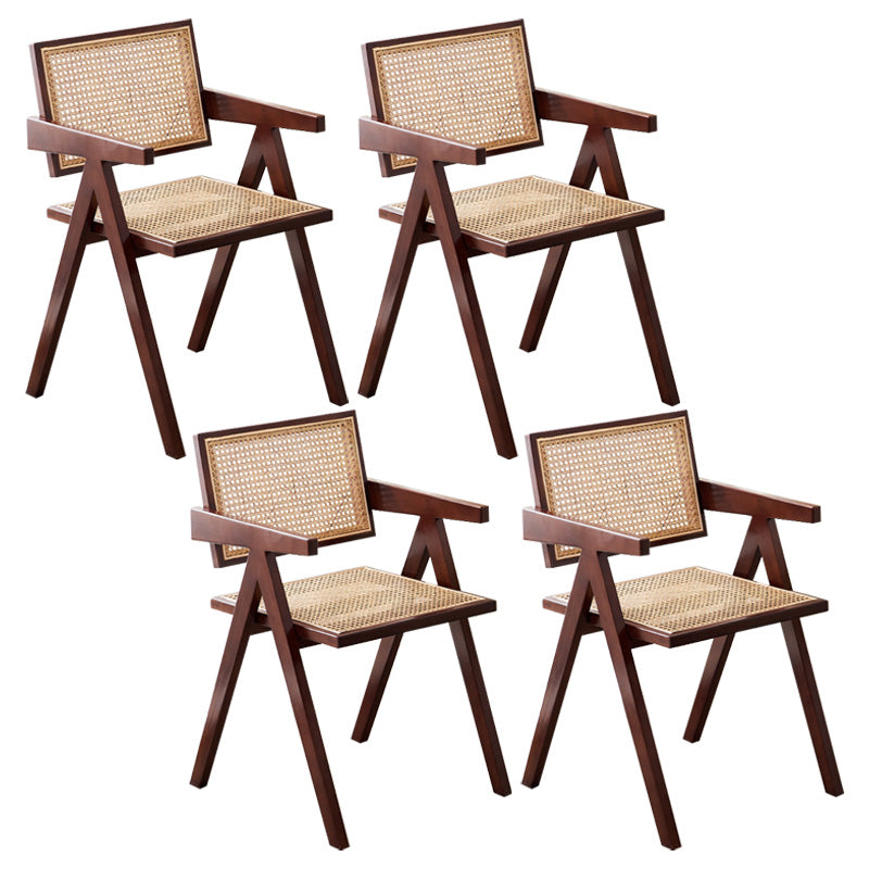 Contemporary Open Back Kitchen Dining Arm Chair Solid Wood Dining Arm Chair Walnut 4 Piece Set Clearhalo ' kitchen&dining_furn' 'Dining Chairs' 'Dining Tables & Seating' 'dining_chair' 'furn' 'furn_dining_chair' 'Furniture' 'furniture_dining_chair' 'Kitchen & Dining Furniture' 'kitchen' 3650334