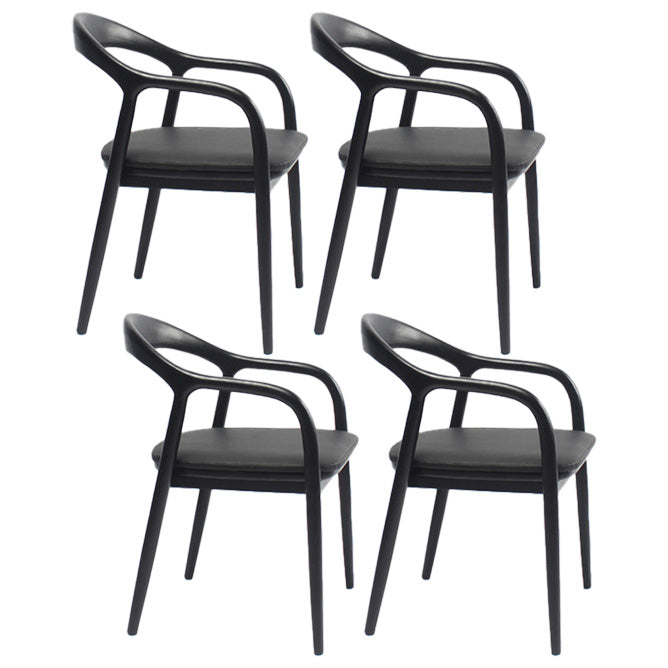 Traditional Style Solid Wood Dining Arm Chair Matte Finish Open Back Dining Chair Black 4 Piece Set Clearhalo ' kitchen&dining_furn' 'Dining Chairs' 'Dining Tables & Seating' 'dining_chair' 'furn' 'furn_dining_chair' 'Furniture' 'furniture_dining_chair' 'Kitchen & Dining Furniture' 'kitchen' 3650342