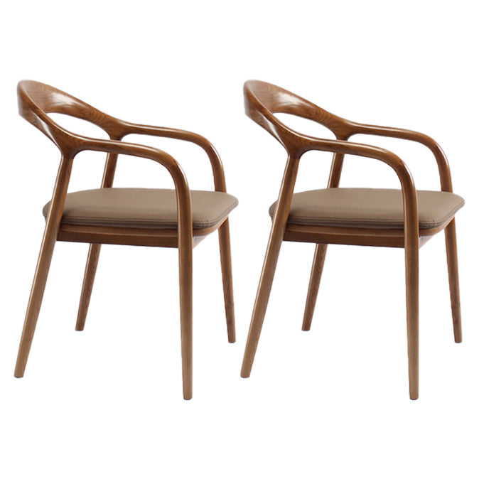 Traditional Style Solid Wood Dining Arm Chair Matte Finish Open Back Dining Chair Khaki 2 Piece Set Clearhalo ' kitchen&dining_furn' 'Dining Chairs' 'Dining Tables & Seating' 'dining_chair' 'furn' 'furn_dining_chair' 'Furniture' 'furniture_dining_chair' 'Kitchen & Dining Furniture' 'kitchen' 3650353