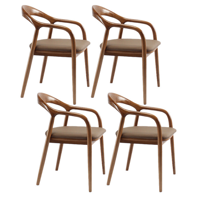 Traditional Style Solid Wood Dining Arm Chair Matte Finish Open Back Dining Chair Khaki 4 Piece Set Clearhalo ' kitchen&dining_furn' 'Dining Chairs' 'Dining Tables & Seating' 'dining_chair' 'furn' 'furn_dining_chair' 'Furniture' 'furniture_dining_chair' 'Kitchen & Dining Furniture' 'kitchen' 3650354