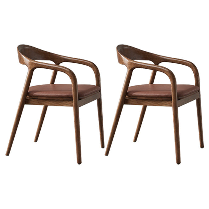 Traditional Style Solid Wood Dining Arm Chair Matte Finish Open Back Dining Chair Coffee 2 Piece Set Clearhalo ' kitchen&dining_furn' 'Dining Chairs' 'Dining Tables & Seating' 'dining_chair' 'furn' 'furn_dining_chair' 'Furniture' 'furniture_dining_chair' 'Kitchen & Dining Furniture' 'kitchen' 3650355