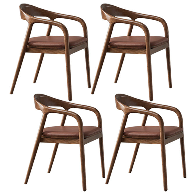 Traditional Style Solid Wood Dining Arm Chair Matte Finish Open Back Dining Chair Coffee 4 Piece Set Clearhalo ' kitchen&dining_furn' 'Dining Chairs' 'Dining Tables & Seating' 'dining_chair' 'furn' 'furn_dining_chair' 'Furniture' 'furniture_dining_chair' 'Kitchen & Dining Furniture' 'kitchen' 3650356