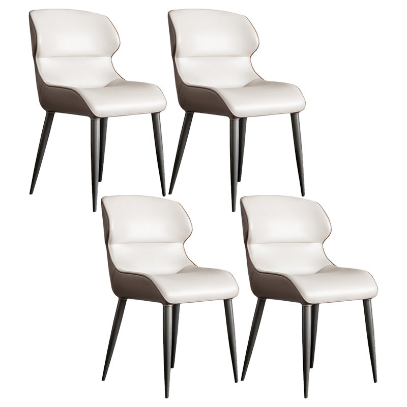 Scandinavian Style Metal Side Chair Dining Room Wingback Parsons Chair White-Gray 4 Piece Set Clearhalo ' kitchen&dining_furn' 'Dining Chairs' 'Dining Tables & Seating' 'dining_chair' 'furn' 'furn_dining_chair' 'Furniture' 'furniture_dining_chair' 'Kitchen & Dining Furniture' 'kitchen' 3650361