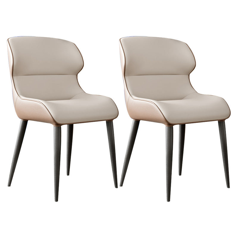 Scandinavian Style Metal Side Chair Dining Room Wingback Parsons Chair White-Brown 2 Piece Set Clearhalo ' kitchen&dining_furn' 'Dining Chairs' 'Dining Tables & Seating' 'dining_chair' 'furn' 'furn_dining_chair' 'Furniture' 'furniture_dining_chair' 'Kitchen & Dining Furniture' 'kitchen' 3650366