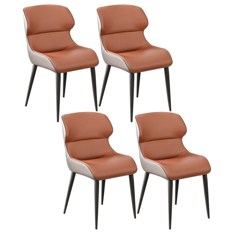 Scandinavian Style Metal Side Chair Dining Room Wingback Parsons Chair Orange-Gray 4 Piece Set Clearhalo ' kitchen&dining_furn' 'Dining Chairs' 'Dining Tables & Seating' 'dining_chair' 'furn' 'furn_dining_chair' 'Furniture' 'furniture_dining_chair' 'Kitchen & Dining Furniture' 'kitchen' 3650372