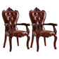Victorian Dining Arm Chair Solid Back Side Chair with Wood Legs for Home Use Red Brown 2 Piece Set Clearhalo ' kitchen&dining_furn' 'Dining Chairs' 'Dining Tables & Seating' 'dining_chair' 'furn' 'furn_dining_chair' 'Furniture' 'furniture_dining_chair' 'Kitchen & Dining Furniture' 'kitchen' 3650406
