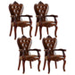 Victorian Dining Arm Chair Solid Back Side Chair with Wood Legs for Home Use Yellow-Brown 4 Piece Set Clearhalo ' kitchen&dining_furn' 'Dining Chairs' 'Dining Tables & Seating' 'dining_chair' 'furn' 'furn_dining_chair' 'Furniture' 'furniture_dining_chair' 'Kitchen & Dining Furniture' 'kitchen' 3650412