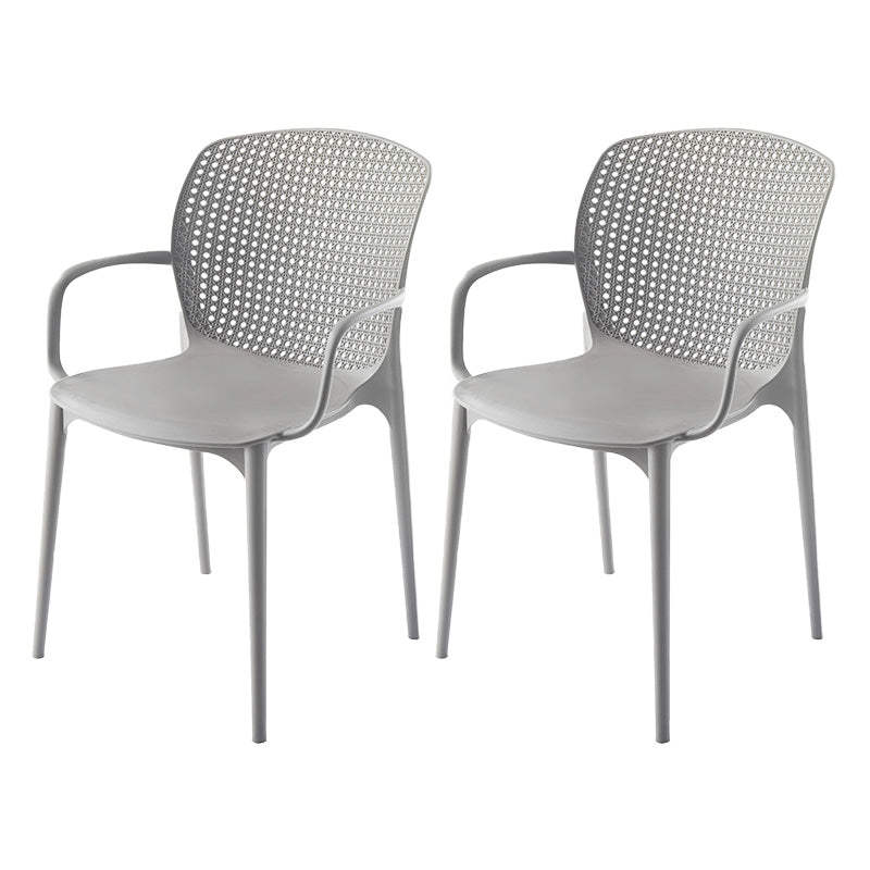 Glam Style Plastic Dining Arm Chair Matte Finish Dining Chair for Dinning Room Grey 2 Piece Set Clearhalo ' kitchen&dining_furn' 'Dining Chairs' 'Dining Tables & Seating' 'dining_chair' 'furn' 'furn_dining_chair' 'Furniture' 'furniture_dining_chair' 'Kitchen & Dining Furniture' 'kitchen' 3650421
