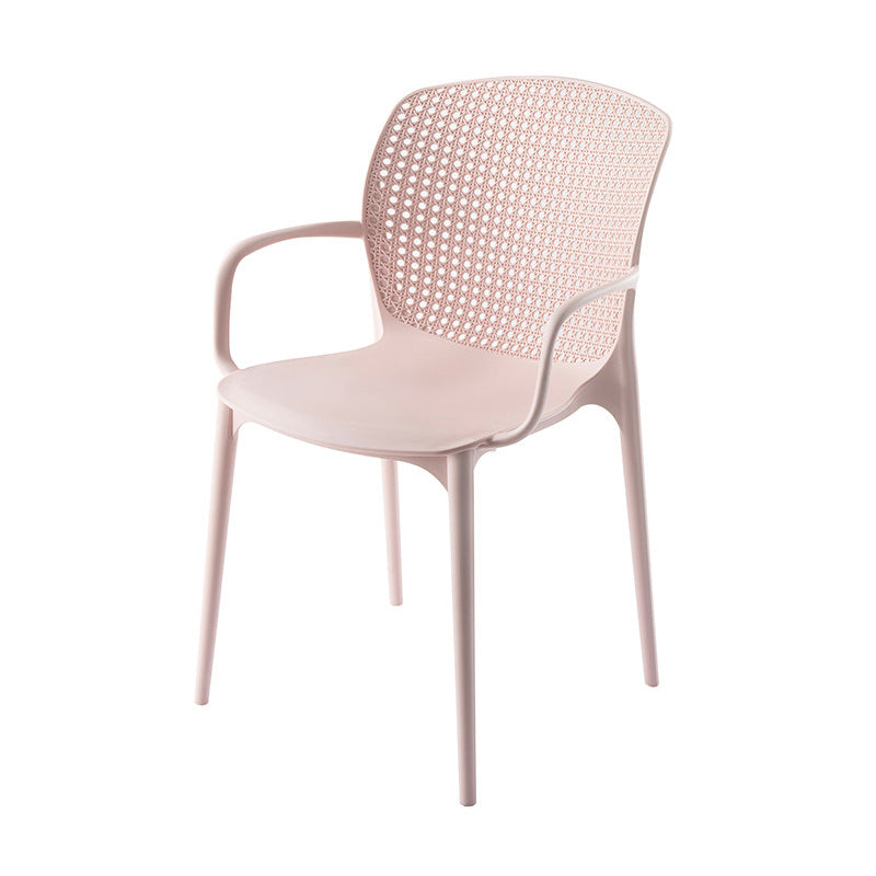 Glam Style Plastic Dining Arm Chair Matte Finish Dining Chair for Dinning Room Pink 1 Piece Clearhalo ' kitchen&dining_furn' 'Dining Chairs' 'Dining Tables & Seating' 'dining_chair' 'furn' 'furn_dining_chair' 'Furniture' 'furniture_dining_chair' 'Kitchen & Dining Furniture' 'kitchen' 3650422