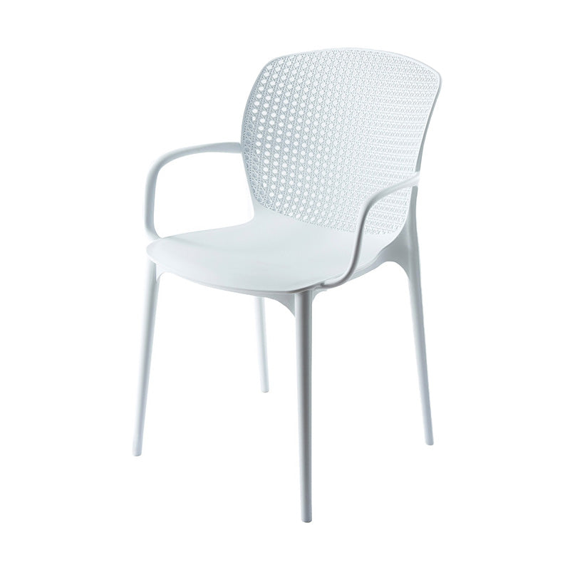 Glam Style Plastic Dining Arm Chair Matte Finish Dining Chair for Dinning Room White 1 Piece Clearhalo ' kitchen&dining_furn' 'Dining Chairs' 'Dining Tables & Seating' 'dining_chair' 'furn' 'furn_dining_chair' 'Furniture' 'furniture_dining_chair' 'Kitchen & Dining Furniture' 'kitchen' 3650426