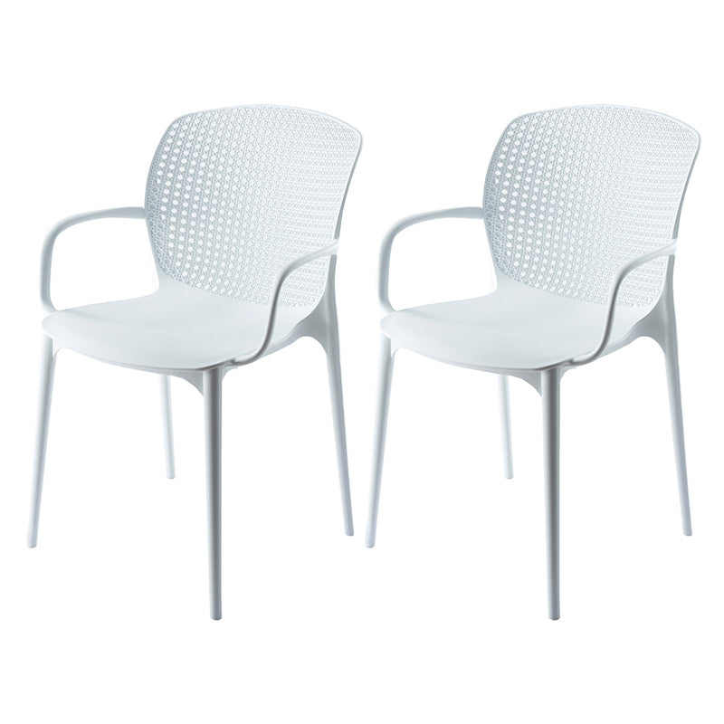 Glam Style Plastic Dining Arm Chair Matte Finish Dining Chair for Dinning Room White 2 Piece Set Clearhalo ' kitchen&dining_furn' 'Dining Chairs' 'Dining Tables & Seating' 'dining_chair' 'furn' 'furn_dining_chair' 'Furniture' 'furniture_dining_chair' 'Kitchen & Dining Furniture' 'kitchen' 3650428