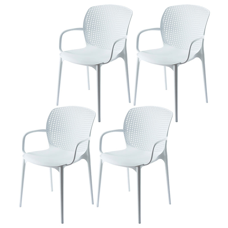 Glam Style Plastic Dining Arm Chair Matte Finish Dining Chair for Dinning Room White 4 Piece Set Clearhalo ' kitchen&dining_furn' 'Dining Chairs' 'Dining Tables & Seating' 'dining_chair' 'furn' 'furn_dining_chair' 'Furniture' 'furniture_dining_chair' 'Kitchen & Dining Furniture' 'kitchen' 3650429