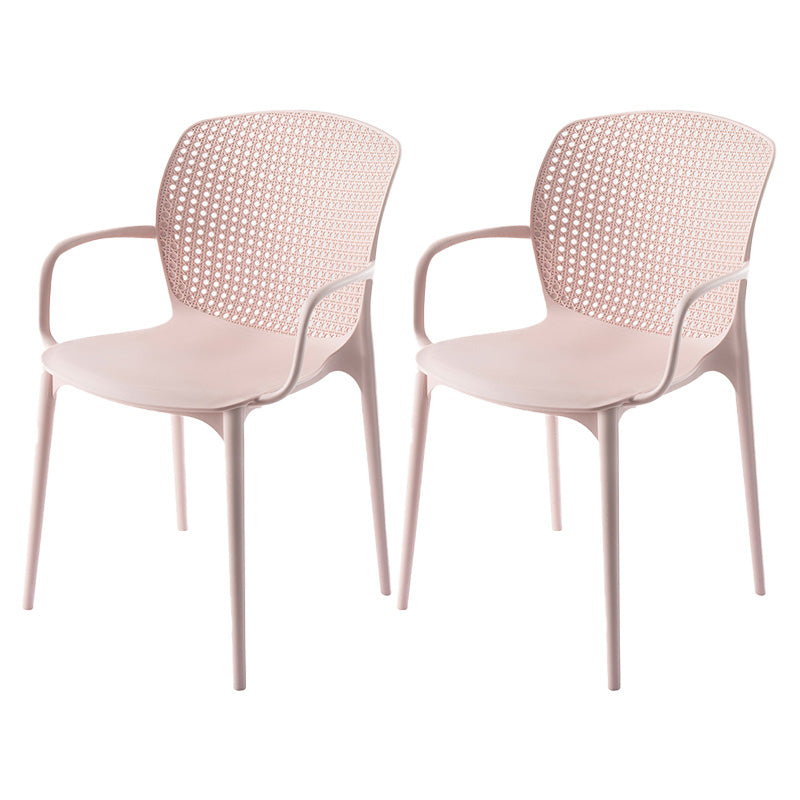 Glam Style Plastic Dining Arm Chair Matte Finish Dining Chair for Dinning Room Pink 2 Piece Set Clearhalo ' kitchen&dining_furn' 'Dining Chairs' 'Dining Tables & Seating' 'dining_chair' 'furn' 'furn_dining_chair' 'Furniture' 'furniture_dining_chair' 'Kitchen & Dining Furniture' 'kitchen' 3650431