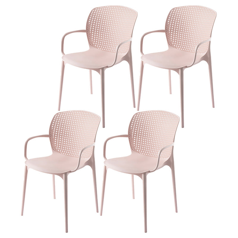 Glam Style Plastic Dining Arm Chair Matte Finish Dining Chair for Dinning Room Pink 4 Piece Set Clearhalo ' kitchen&dining_furn' 'Dining Chairs' 'Dining Tables & Seating' 'dining_chair' 'furn' 'furn_dining_chair' 'Furniture' 'furniture_dining_chair' 'Kitchen & Dining Furniture' 'kitchen' 3650432