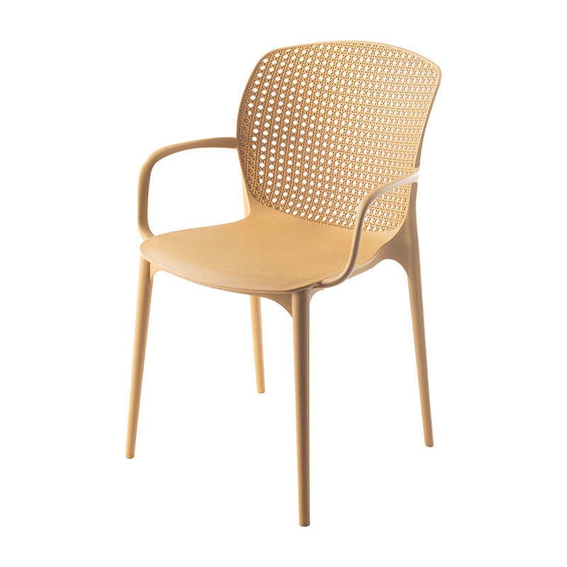 Glam Style Plastic Dining Arm Chair Matte Finish Dining Chair for Dinning Room Brown 1 Piece Clearhalo ' kitchen&dining_furn' 'Dining Chairs' 'Dining Tables & Seating' 'dining_chair' 'furn' 'furn_dining_chair' 'Furniture' 'furniture_dining_chair' 'Kitchen & Dining Furniture' 'kitchen' 3650433