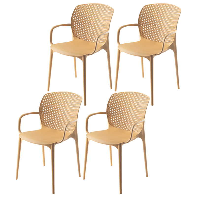 Glam Style Plastic Dining Arm Chair Matte Finish Dining Chair for Dinning Room Brown 4 Piece Set Clearhalo ' kitchen&dining_furn' 'Dining Chairs' 'Dining Tables & Seating' 'dining_chair' 'furn' 'furn_dining_chair' 'Furniture' 'furniture_dining_chair' 'Kitchen & Dining Furniture' 'kitchen' 3650435