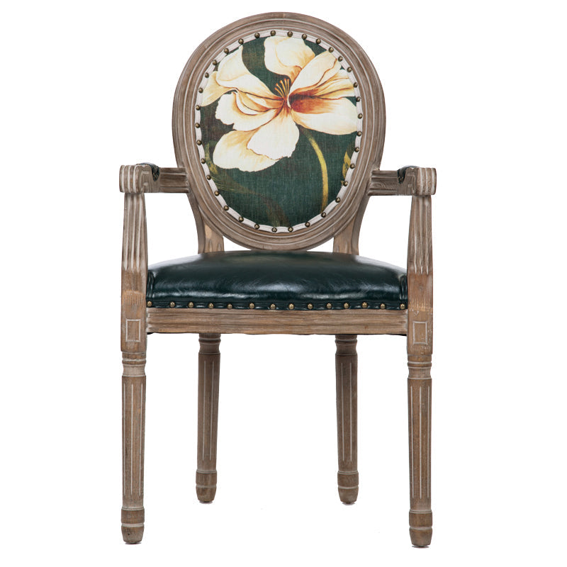 Farmhouse Dining Arm Chair King Louis Back Side Chair with Wood Legs for Home Use Blackish Green 1 Piece Clearhalo ' kitchen&dining_furn' 'Dining Chairs' 'Dining Tables & Seating' 'dining_chair' 'furn' 'furn_dining_chair' 'Furniture' 'furniture_dining_chair' 'Kitchen & Dining Furniture' 'kitchen' 3651173